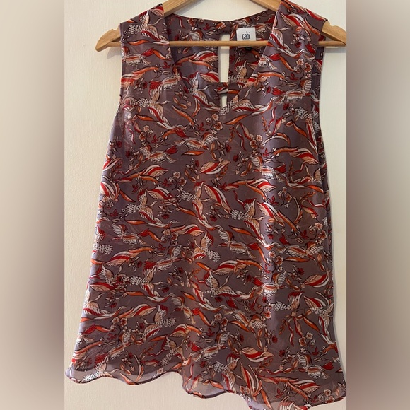 CAbi Tops - CAbi 3611 Good Luck Blouse Sleeveless Size Medium Crane Ribbon